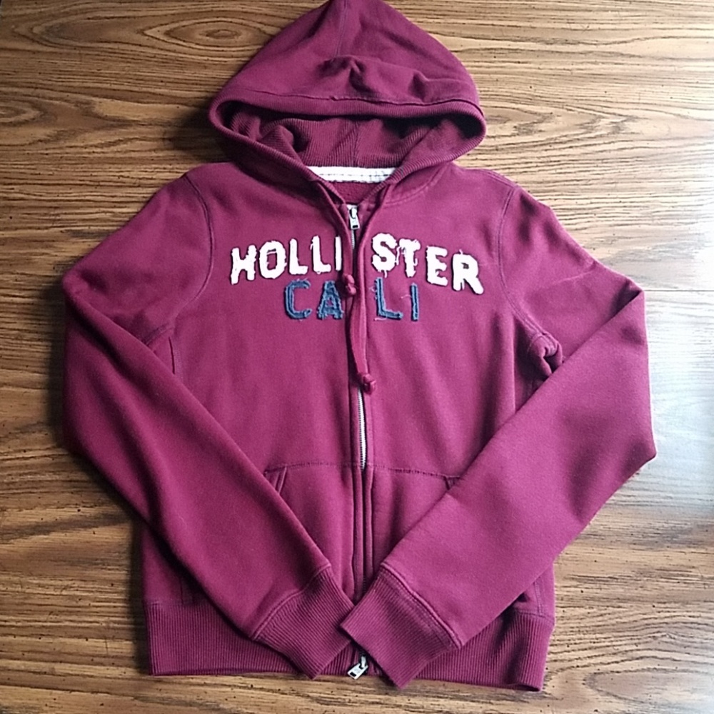 Vintage Y2K Hollister Full Zip Embroidered Graphic Hoodie